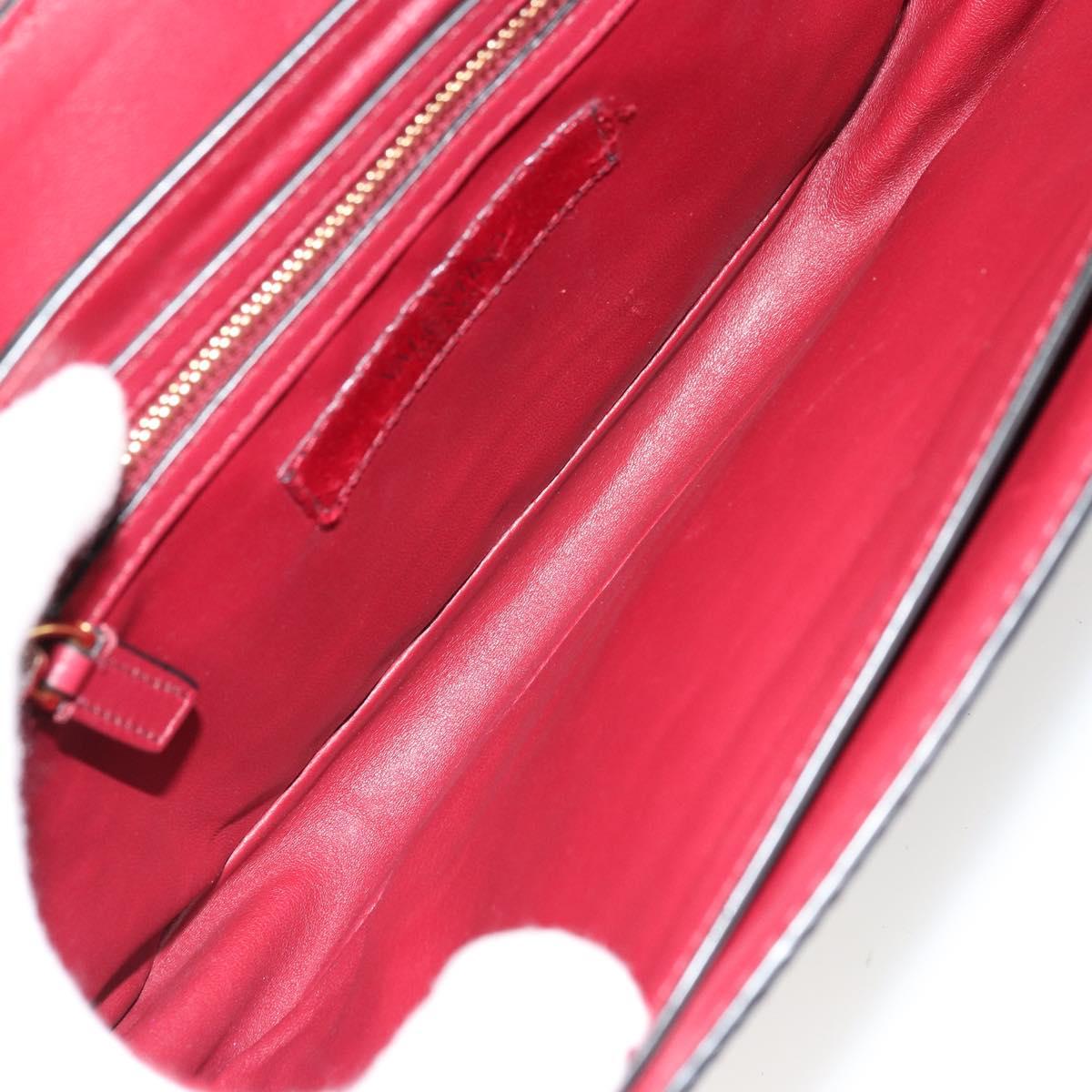 VALENTINO Chain Shoulder Bag Leather Red Gold Auth bs34661A