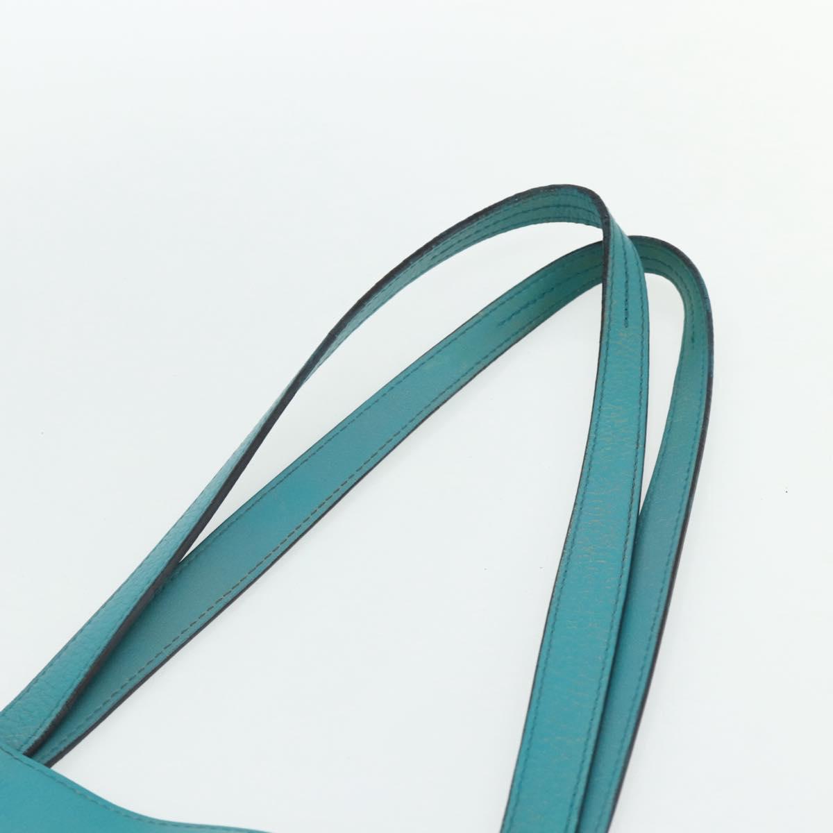 Chloe Tote Bag Leather Turquoise Blue Gold Auth bs34667
