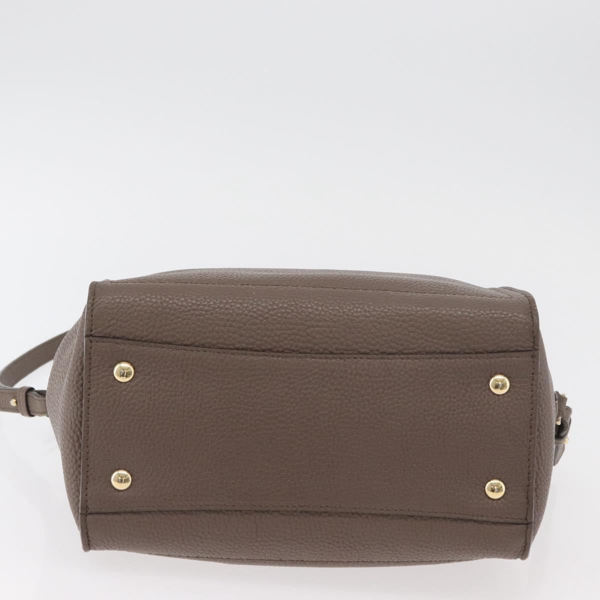 Salvatore Ferragamo Gancini Hand Bag Leather 2way Brown Gold Auth bs34669