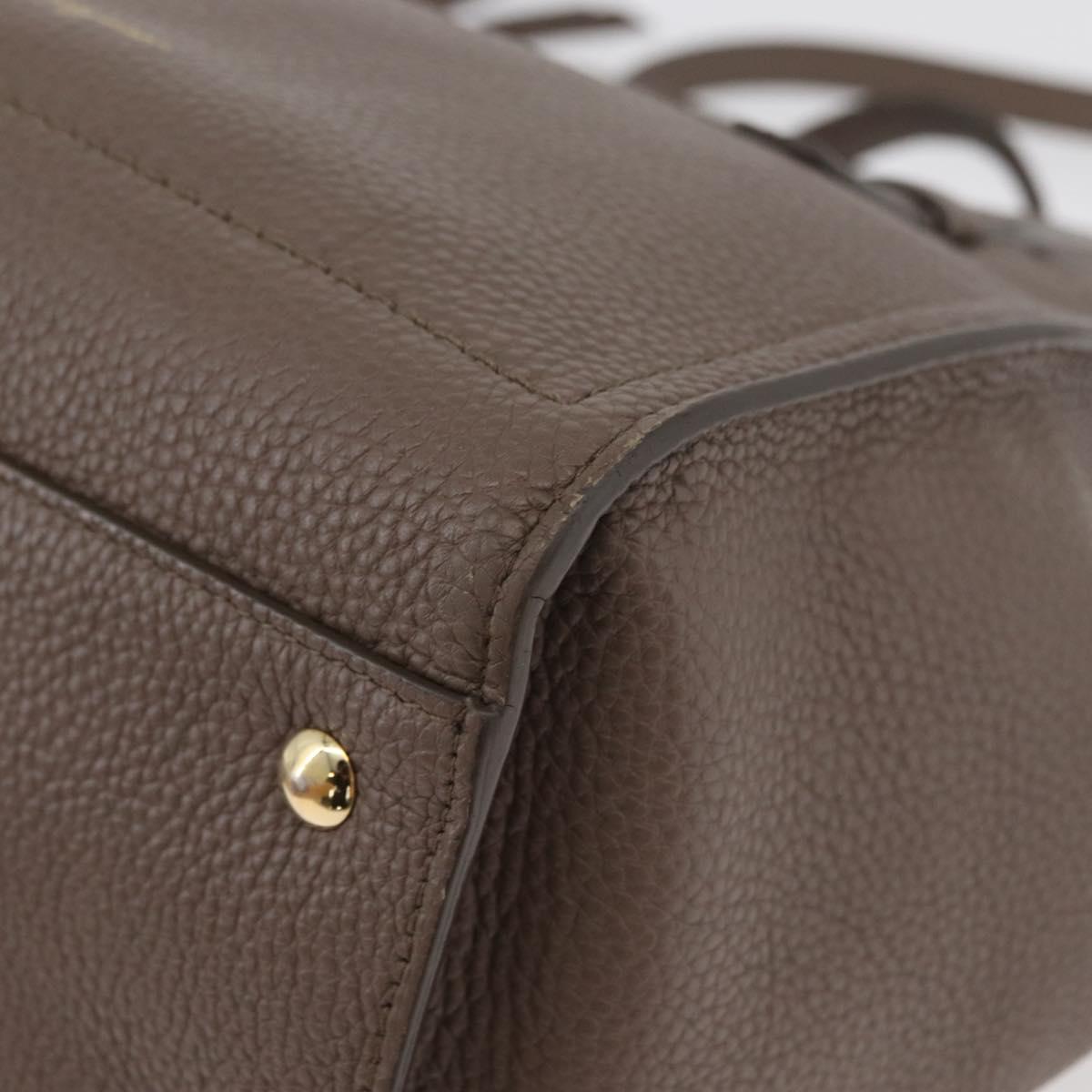 Salvatore Ferragamo Gancini Hand Bag Leather 2way Brown Gold Auth bs34669