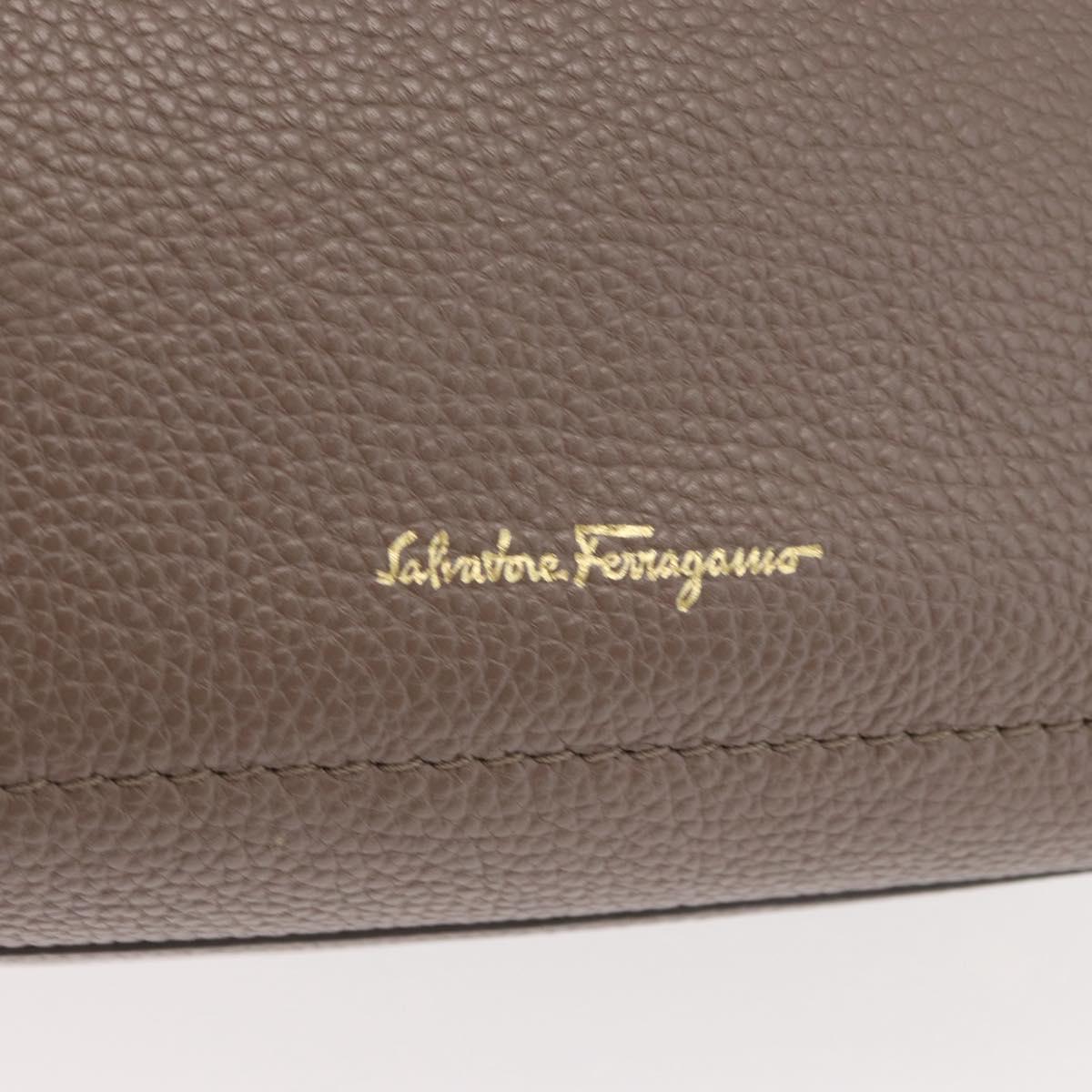 Salvatore Ferragamo Gancini Hand Bag Leather 2way Brown Gold Auth bs34669