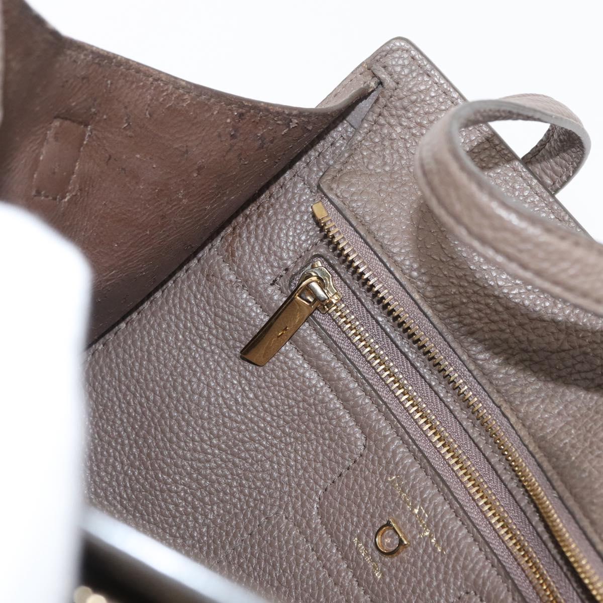 Salvatore Ferragamo Gancini Hand Bag Leather 2way Brown Gold Auth bs34669