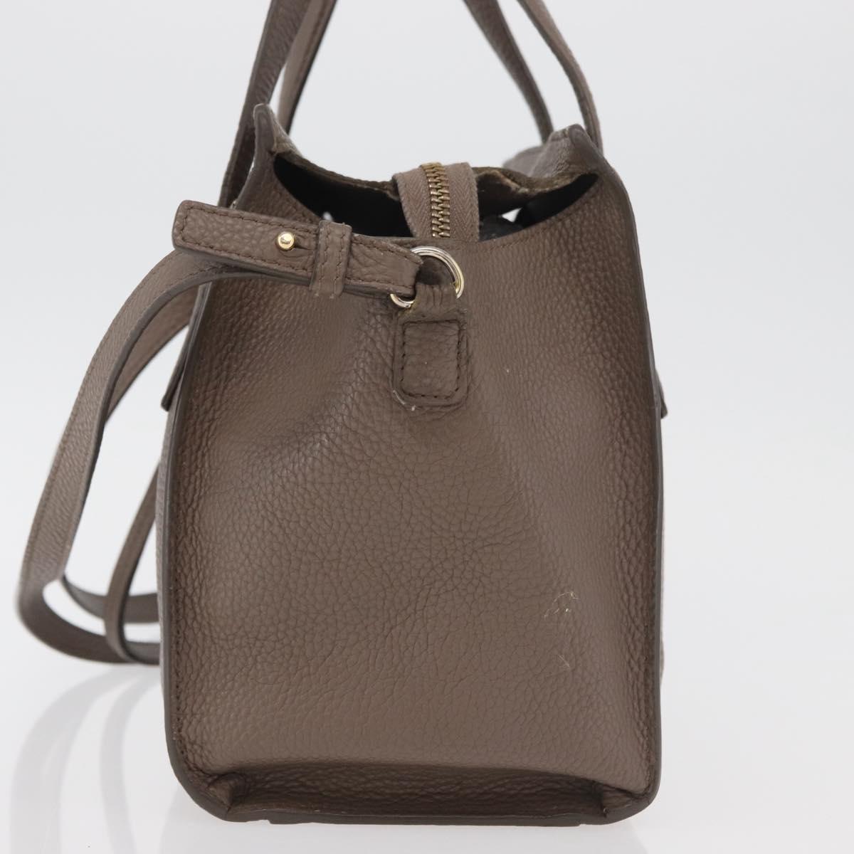 Salvatore Ferragamo Gancini Hand Bag Leather 2way Brown Gold Auth bs34669