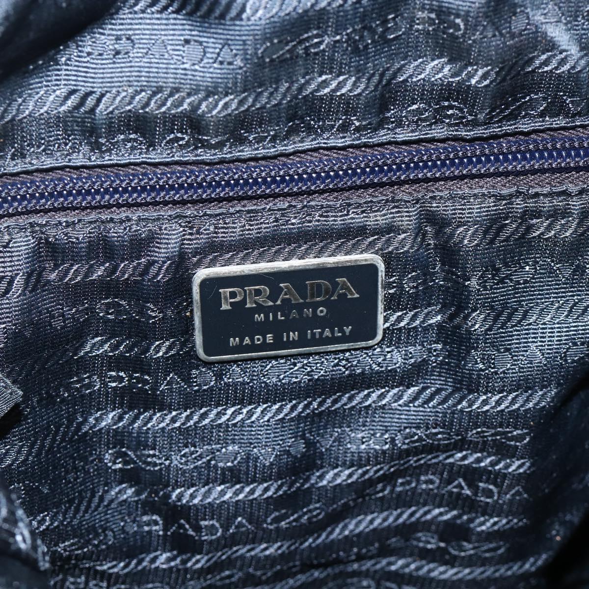 PRADA Purse Shoulder Bag Nylon Navy Silver Auth bs34671