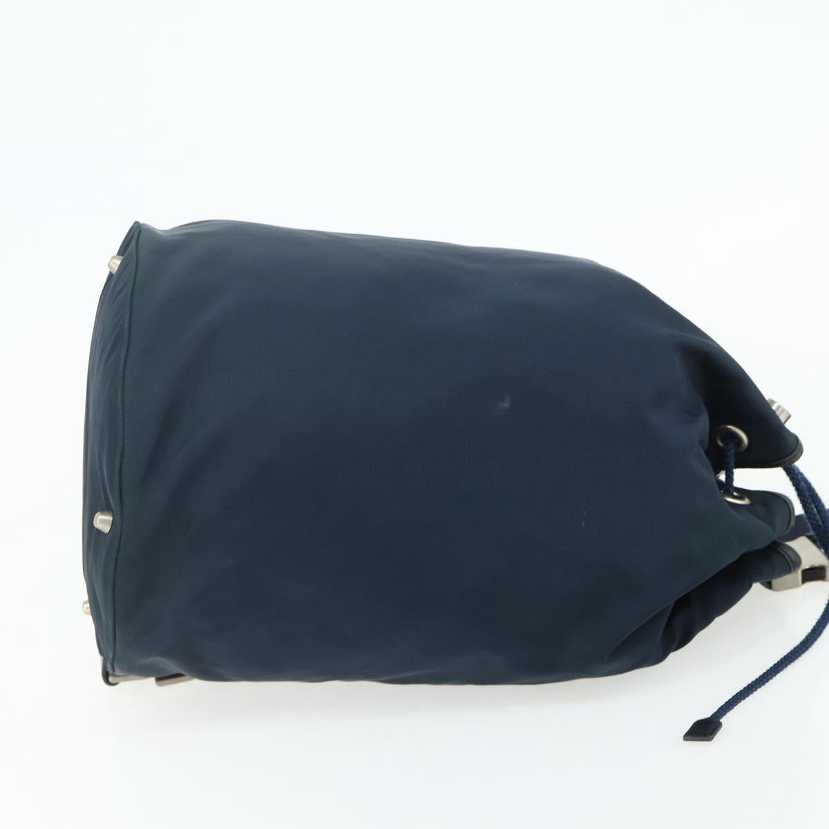 PRADA Purse Shoulder Bag Nylon Navy Silver Auth bs34671