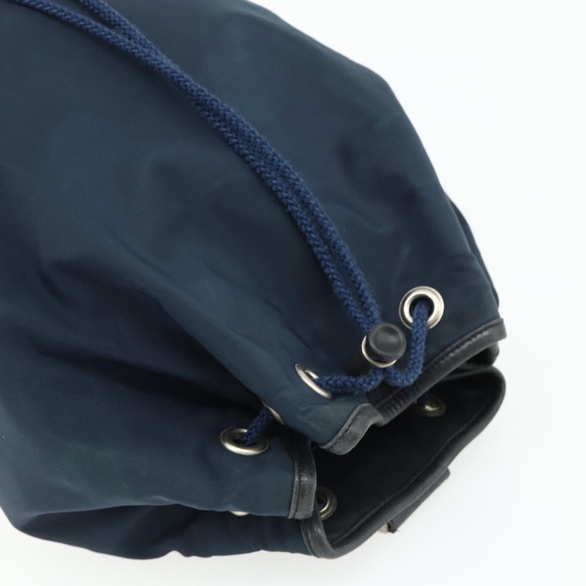 PRADA Purse Shoulder Bag Nylon Navy Silver Auth bs34671