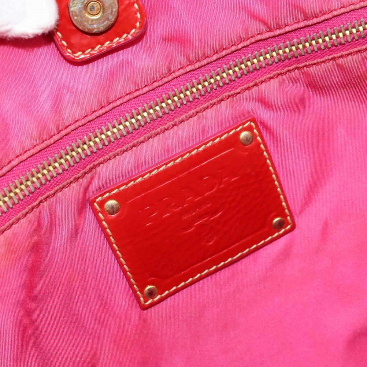 PRADA Tote Bag Nylon Pink Gold Auth bs34672