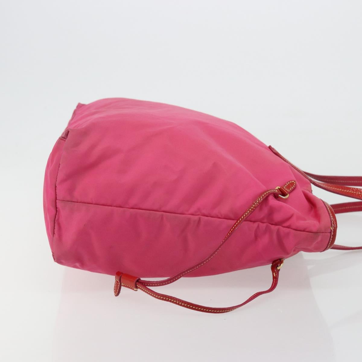 PRADA Tote Bag Nylon Pink Gold Auth bs34672