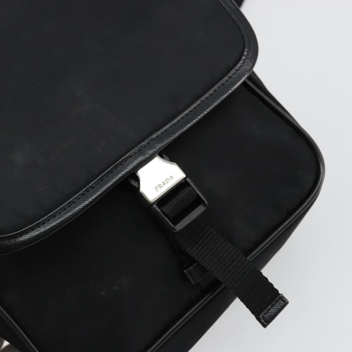 PRADA Shoulder Bag Nylon Black Silver Auth bs34673