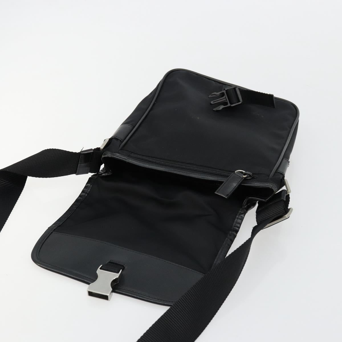 PRADA Shoulder Bag Nylon Black Silver Auth bs34673
