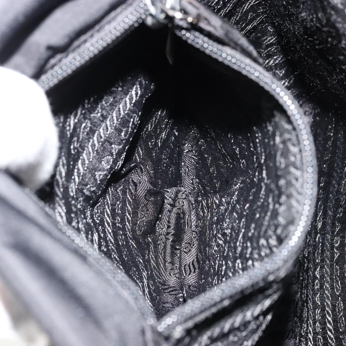 PRADA Shoulder Bag Nylon Black Silver Auth bs34673