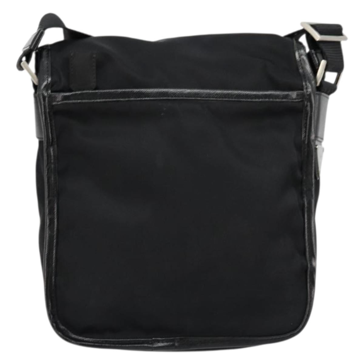 PRADA Shoulder Bag Nylon Black Silver Auth bs34673