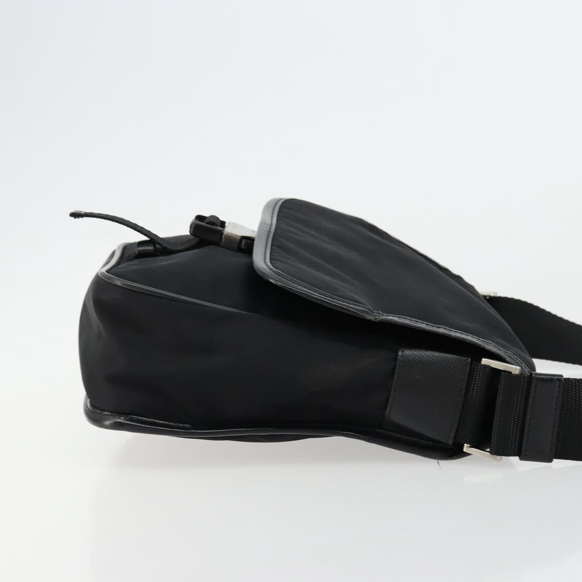 PRADA Shoulder Bag Nylon Black Silver Auth bs34673