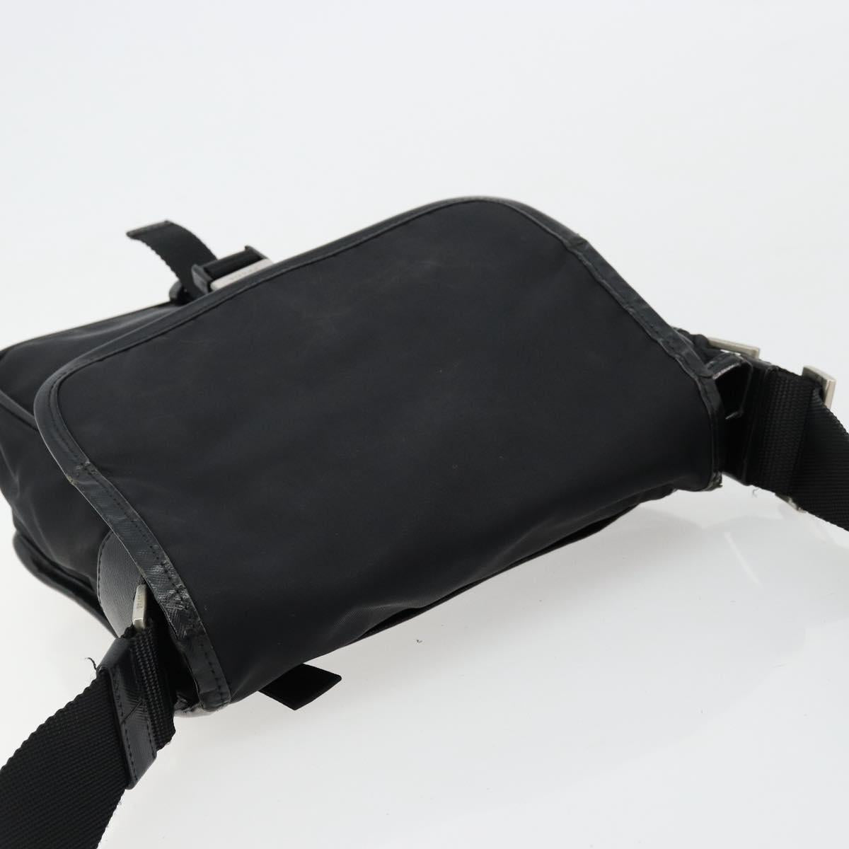 PRADA Shoulder Bag Nylon Black Silver Auth bs34673