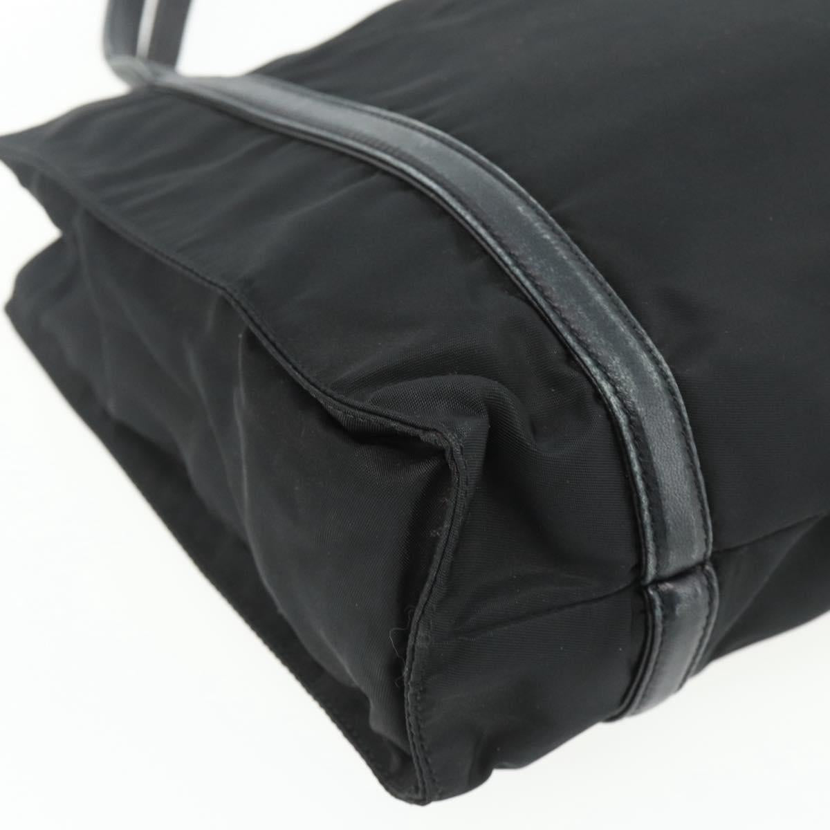 PRADA Tote Bag Nylon Black Silver Auth bs34674