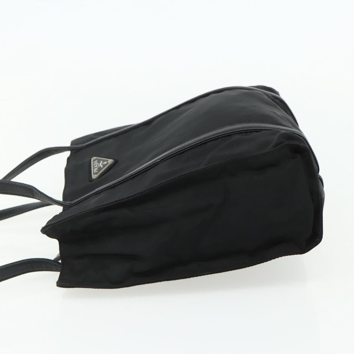 PRADA Tote Bag Nylon Black Silver Auth bs34674