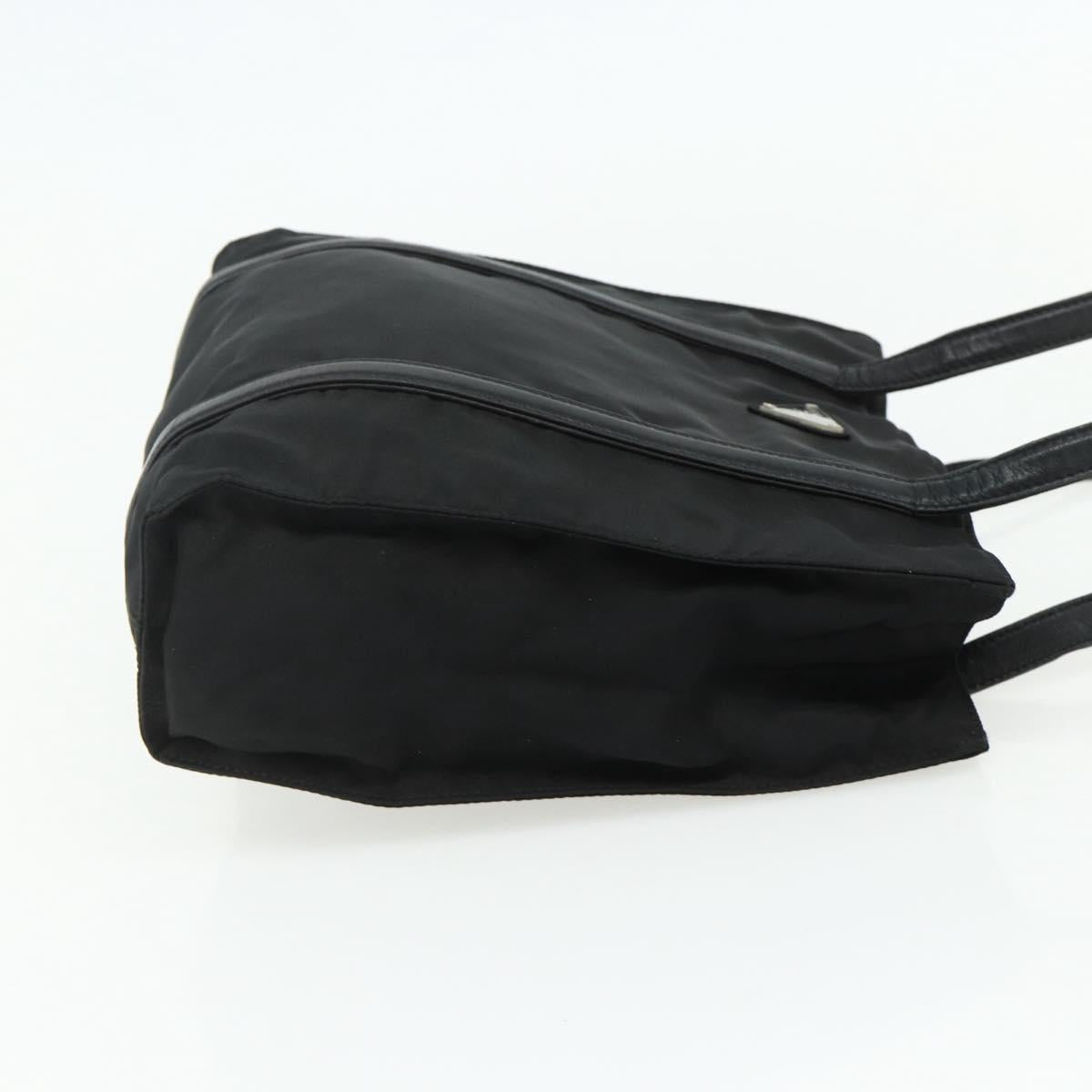 PRADA Tote Bag Nylon Black Silver Auth bs34674
