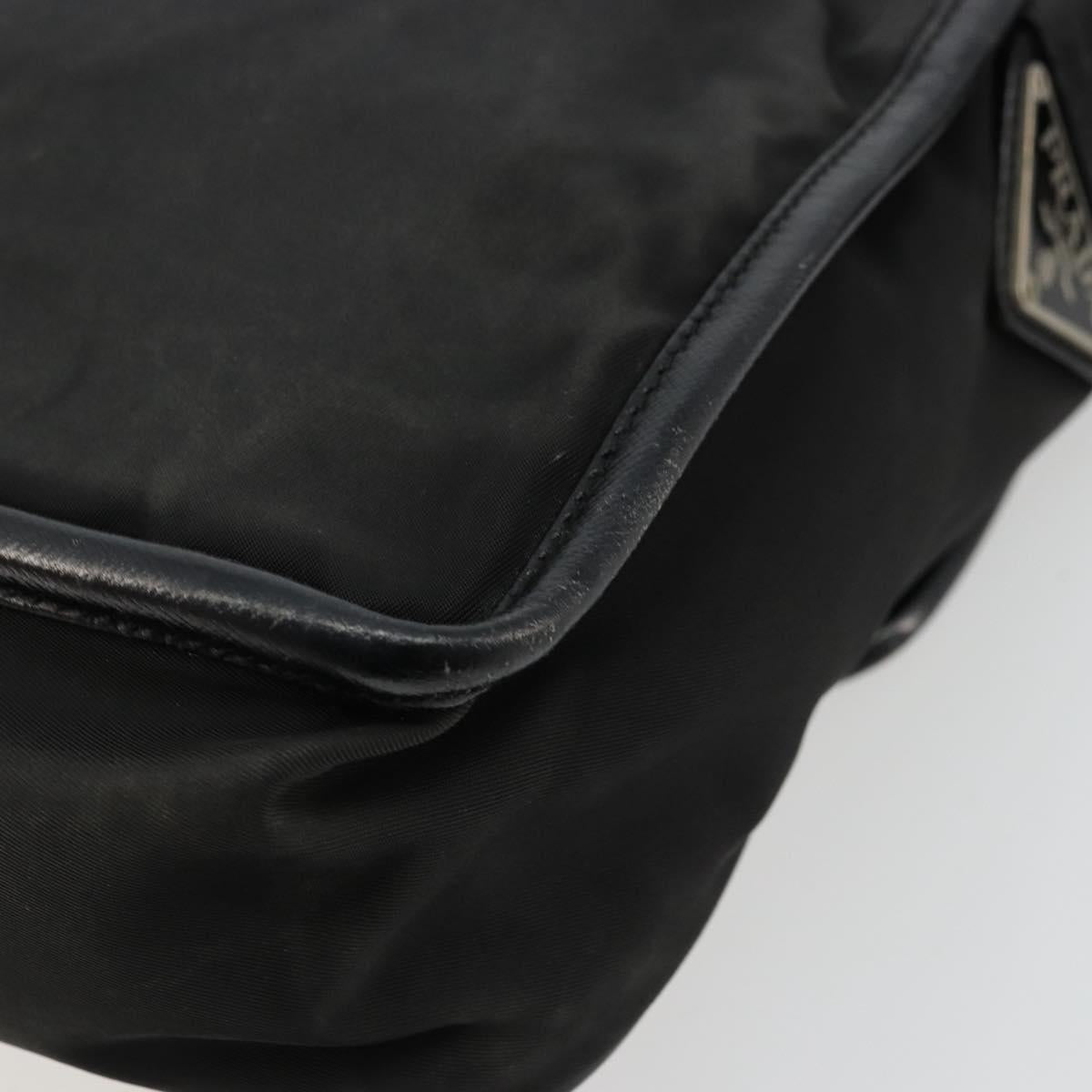 PRADA Shoulder Bag Nylon Black Silver Auth bs34675
