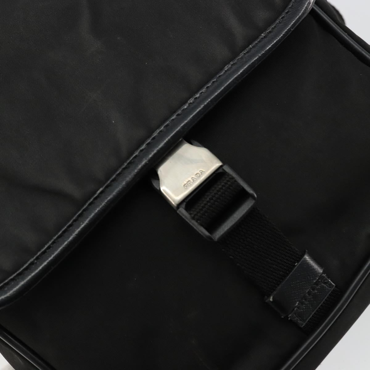 PRADA Shoulder Bag Nylon Black Silver Auth bs34675