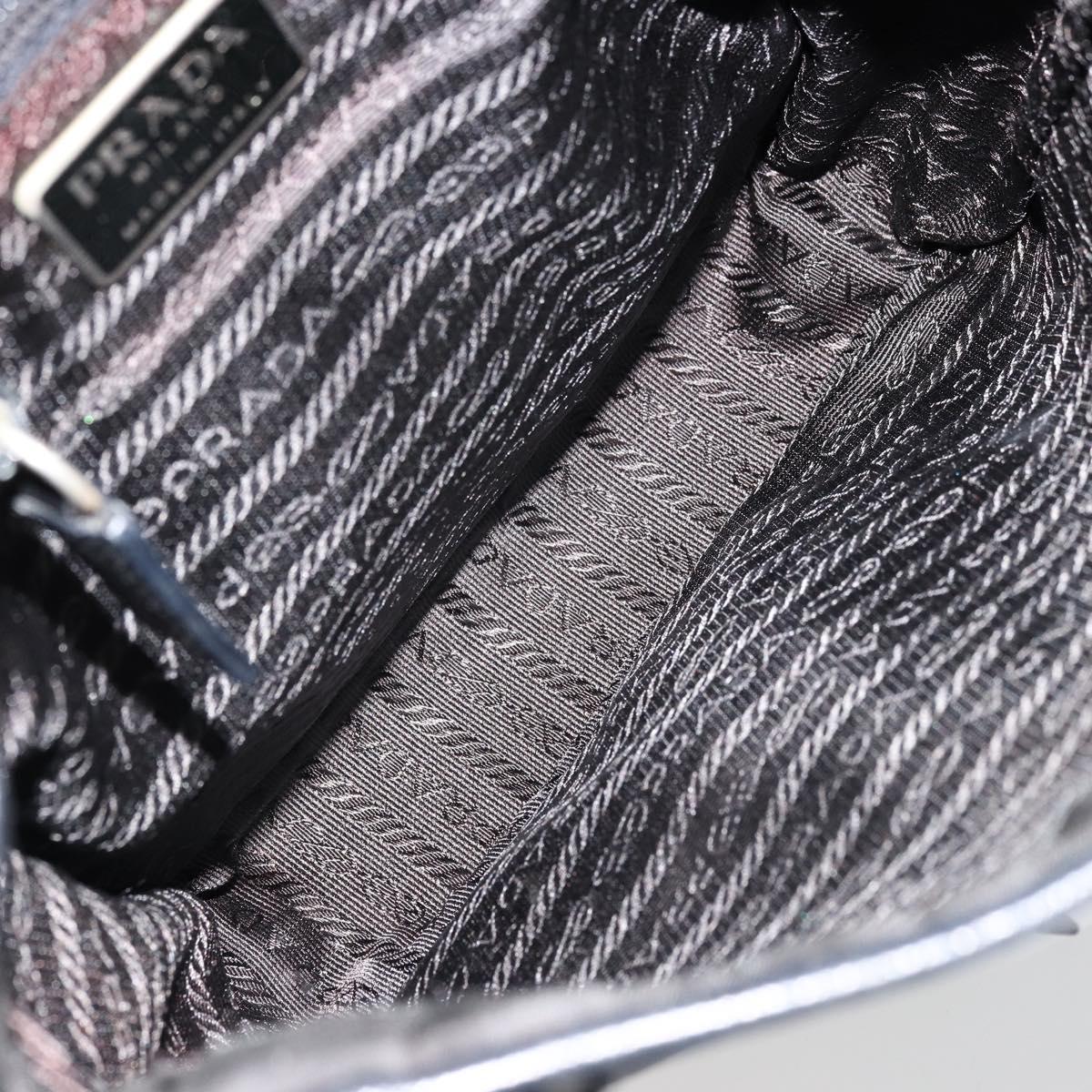 PRADA Shoulder Bag Nylon Black Silver Auth bs34675