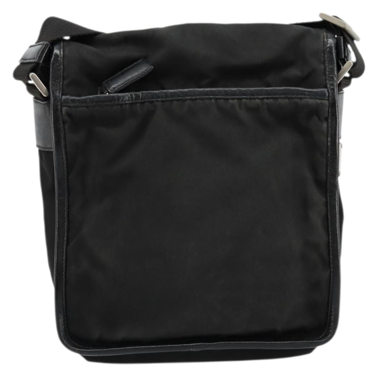 PRADA Shoulder Bag Nylon Black Silver Auth bs34675