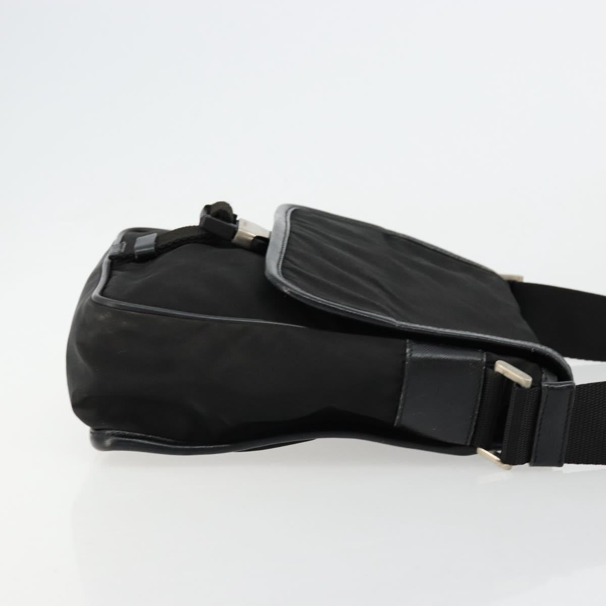 PRADA Shoulder Bag Nylon Black Silver Auth bs34675