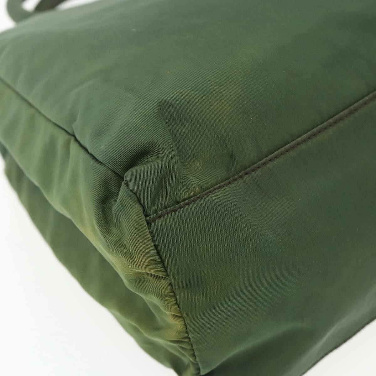 PRADA Hand Bag Nylon Green Silver Auth bs34677