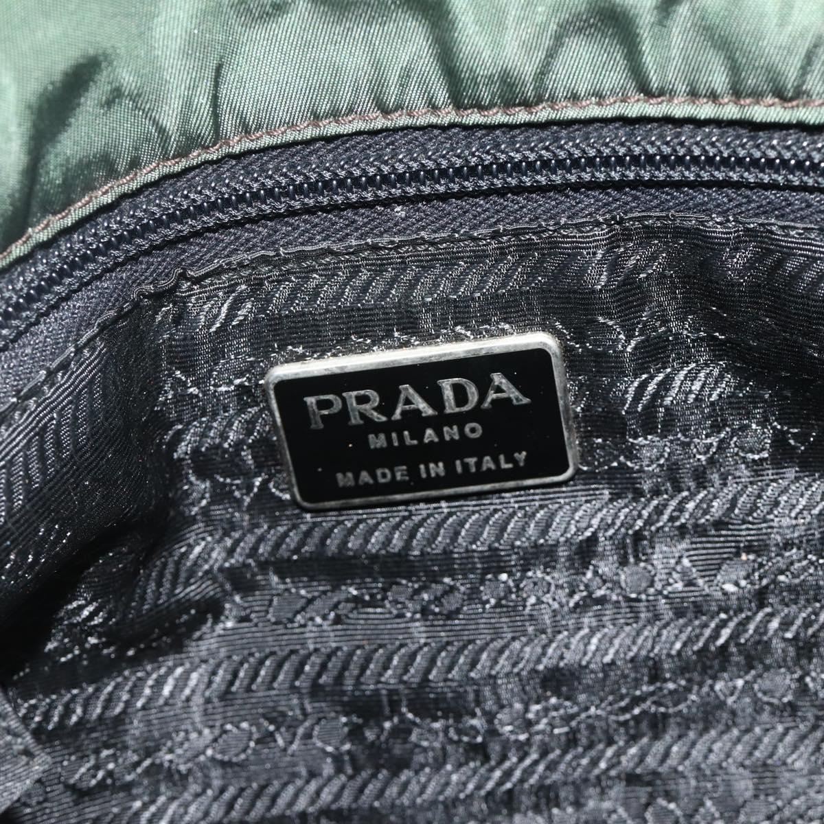 PRADA Hand Bag Nylon Green Silver Auth bs34677