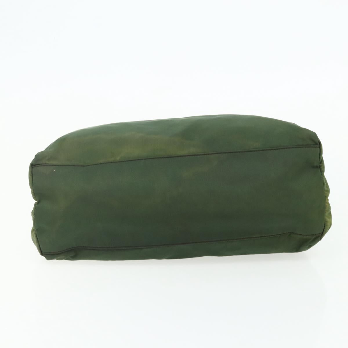 PRADA Hand Bag Nylon Green Silver Auth bs34677