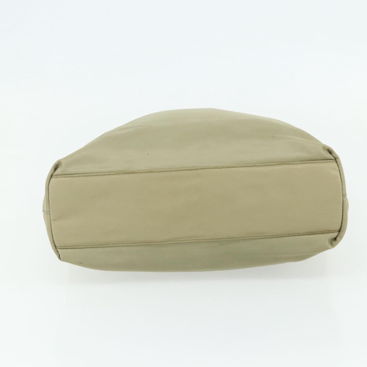 PRADA Hand Bag Nylon Beige Silver Auth bs34678