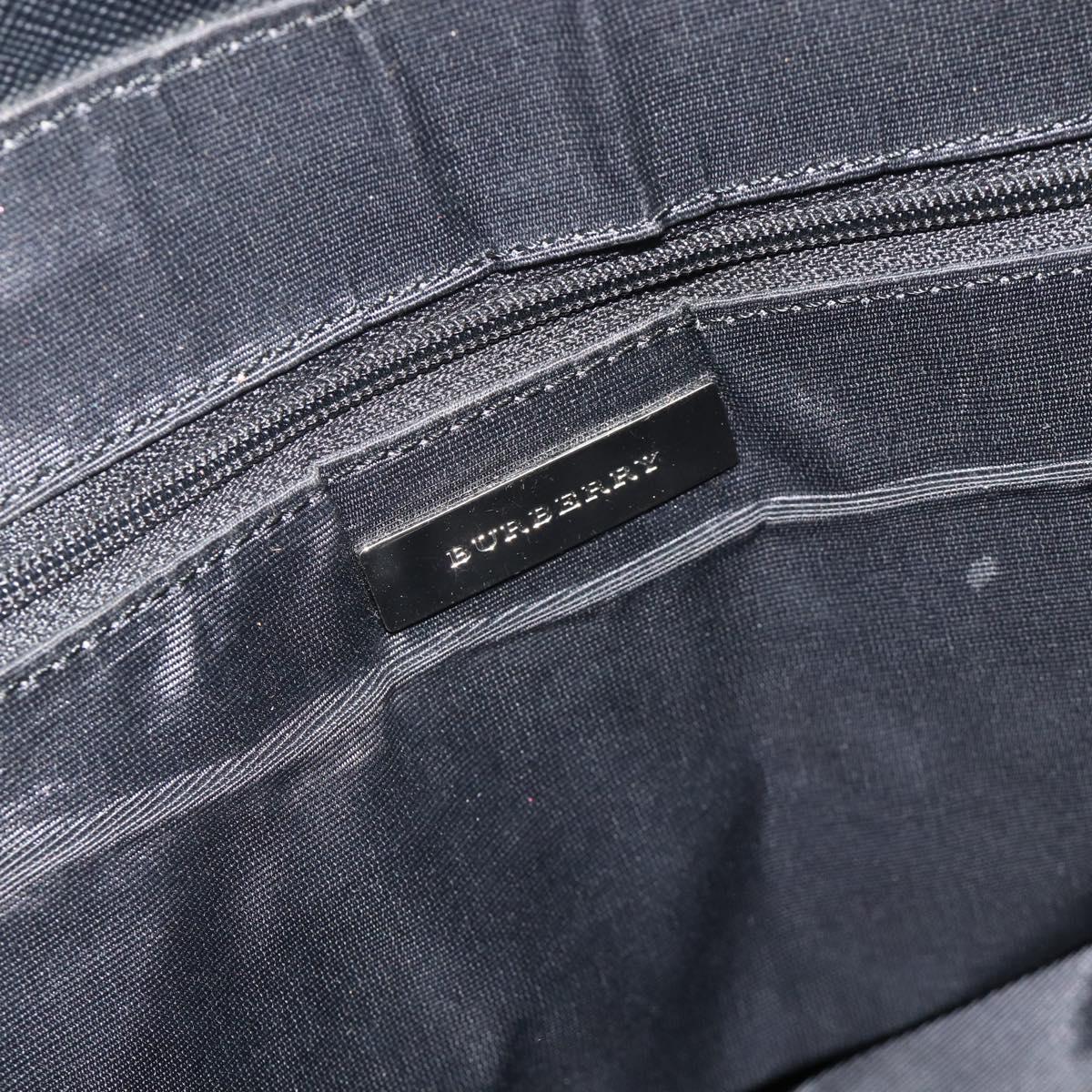 BURBERRY Nova Check Hand Bag Canvas Beige Silver Auth bs34681