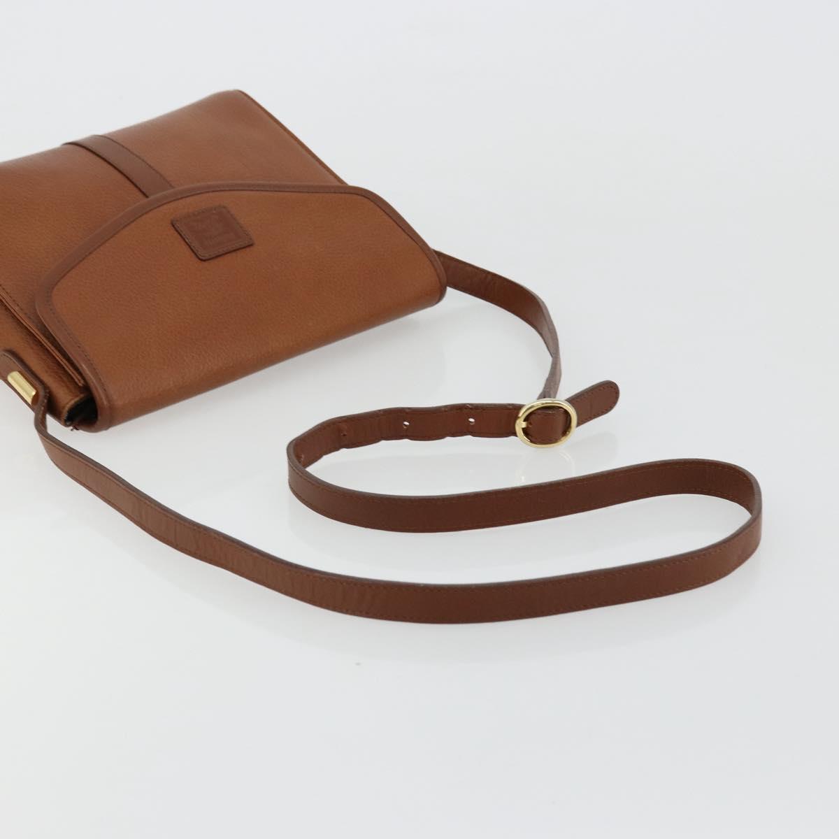 Burberrys Shoulder Bag Leather Beige Gold Auth bs34683