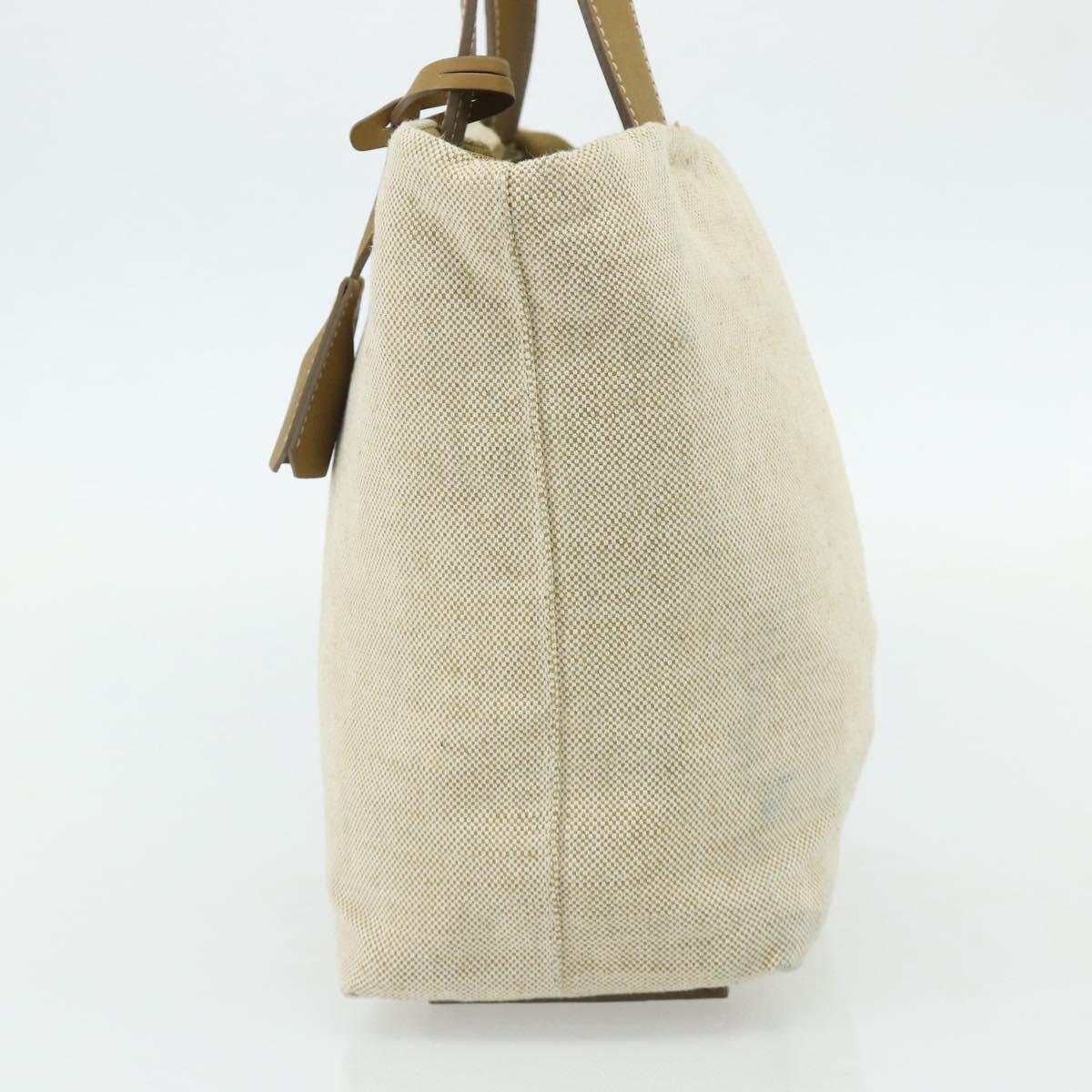 PRADA Sports Line Hand Bag Canvas Beige Silver Auth bs34685
