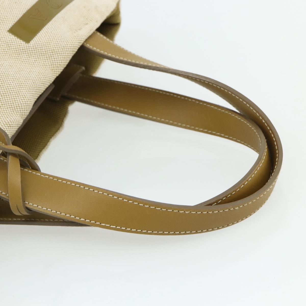 PRADA Sports Line Hand Bag Canvas Beige Silver Auth bs34685