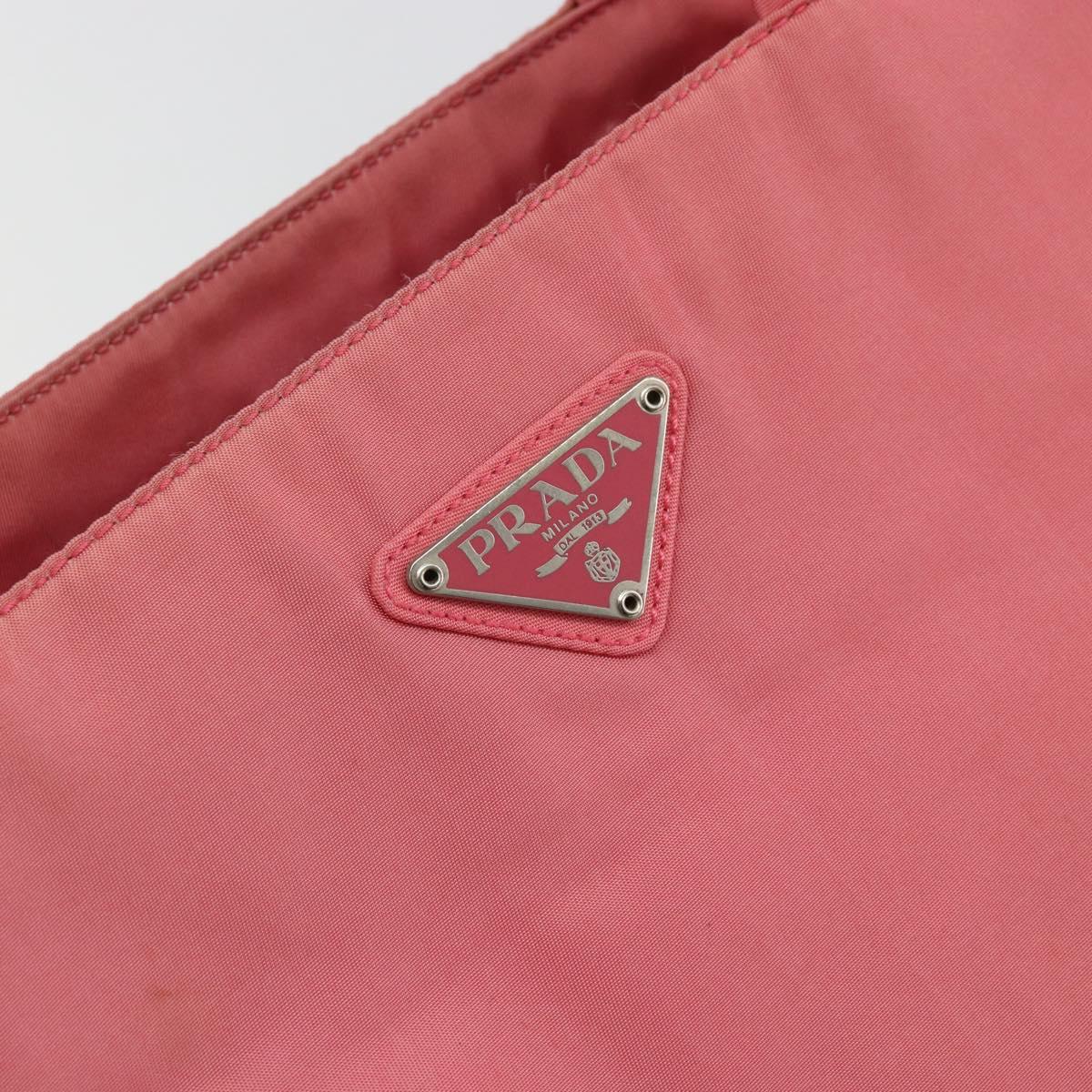 PRADA Hand Bag Nylon Pink Silver Auth bs34689