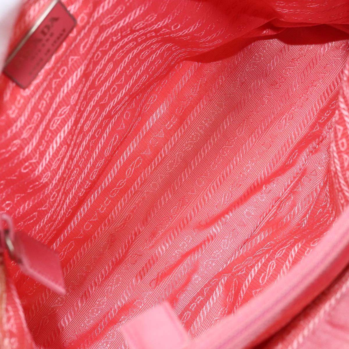 PRADA Hand Bag Nylon Pink Silver Auth bs34689