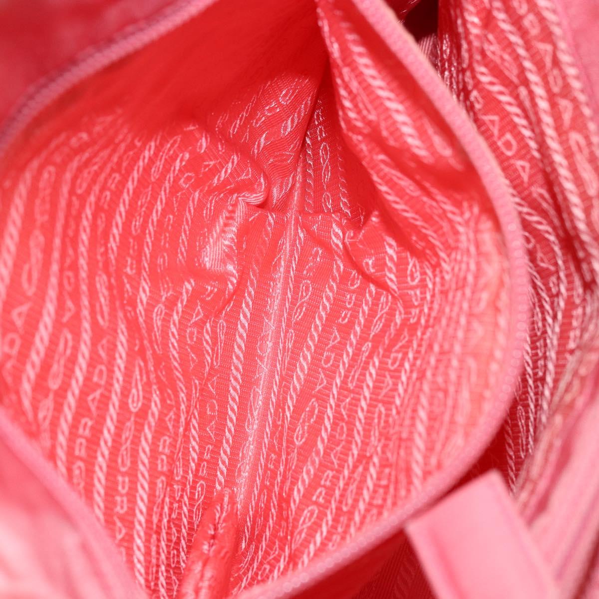 PRADA Hand Bag Nylon Pink Silver Auth bs34689