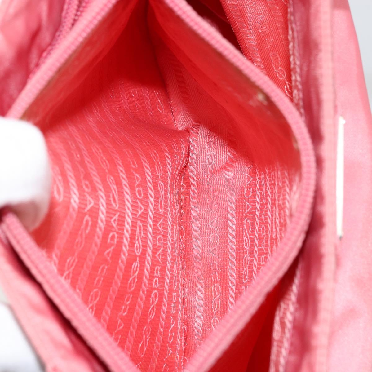 PRADA Hand Bag Nylon Pink Silver Auth bs34689