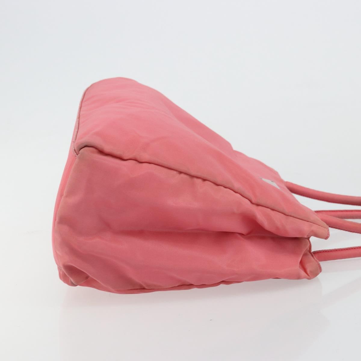 PRADA Hand Bag Nylon Pink Silver Auth bs34689