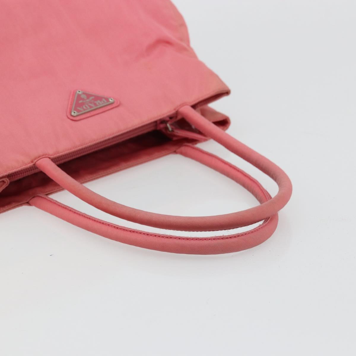 PRADA Hand Bag Nylon Pink Silver Auth bs34689