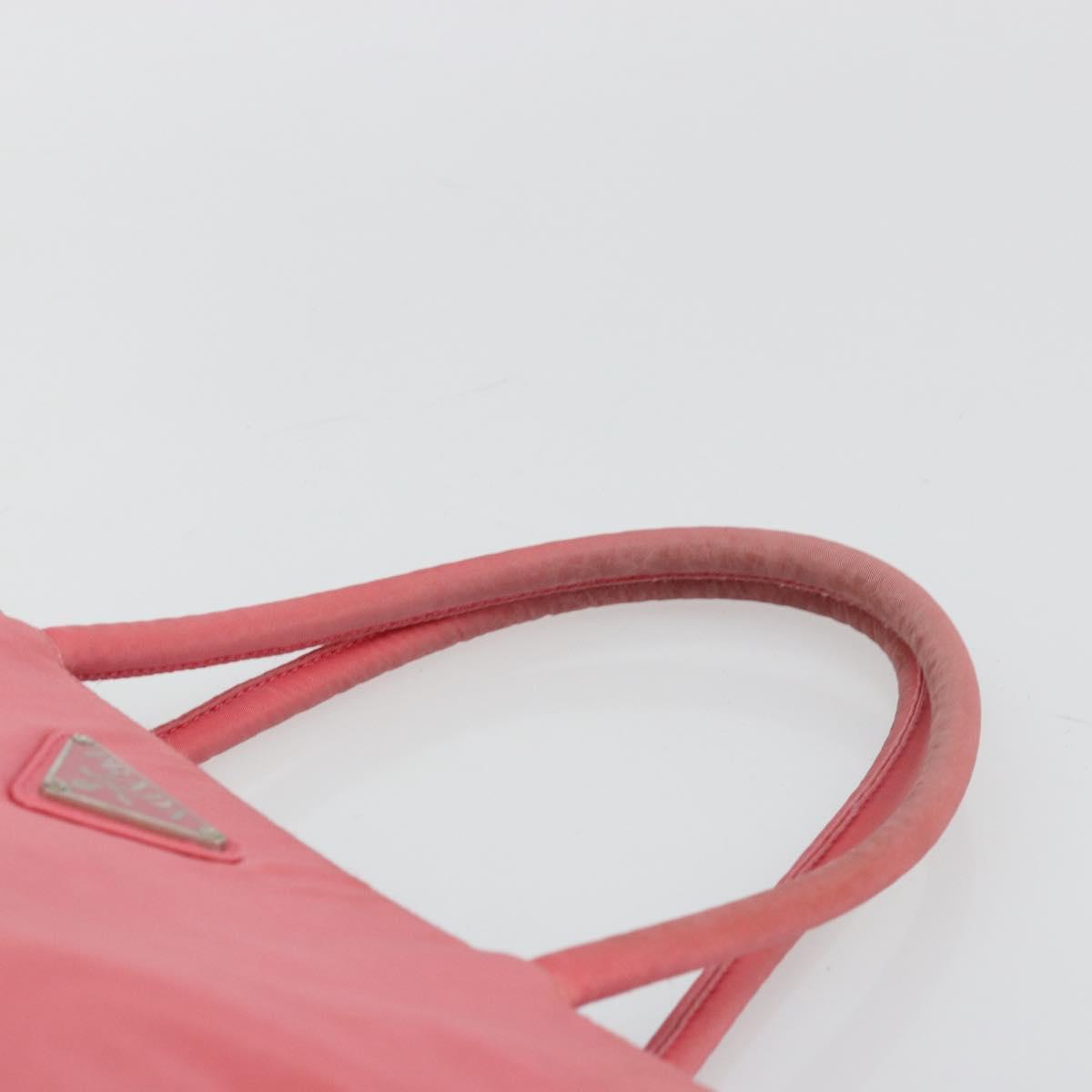 PRADA Hand Bag Nylon Pink Silver Auth bs34689
