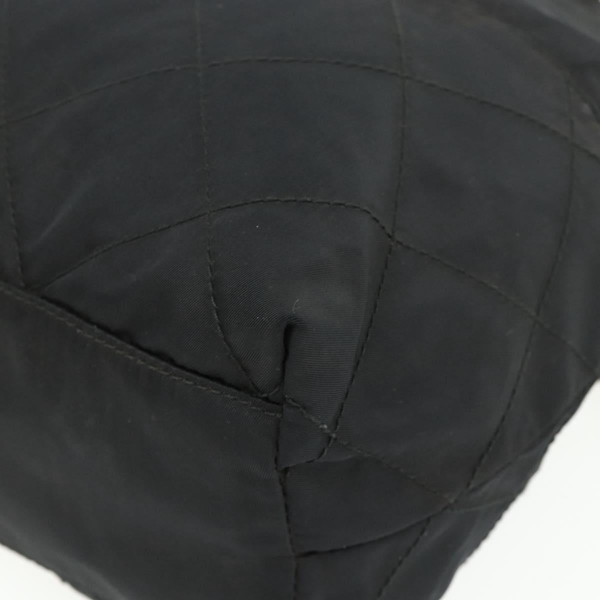 PRADA Chain Tote Bag Nylon Black Gold Auth bs34690