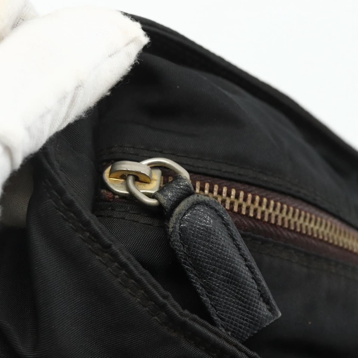 PRADA Chain Tote Bag Nylon Black Gold Auth bs34690