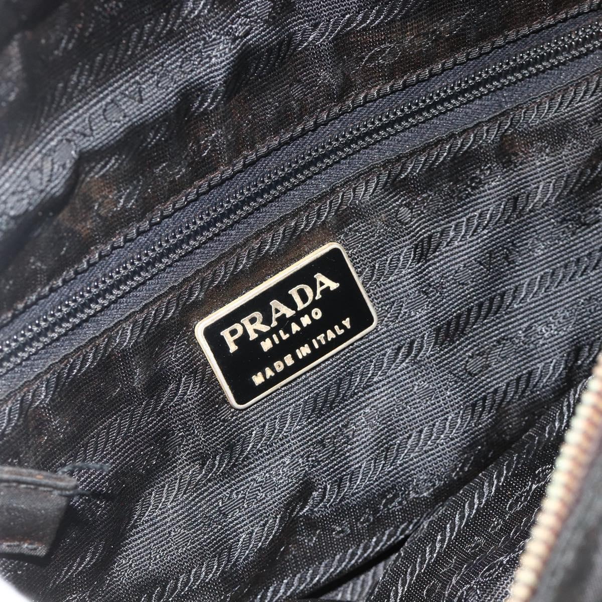 PRADA Chain Tote Bag Nylon Black Gold Auth bs34690