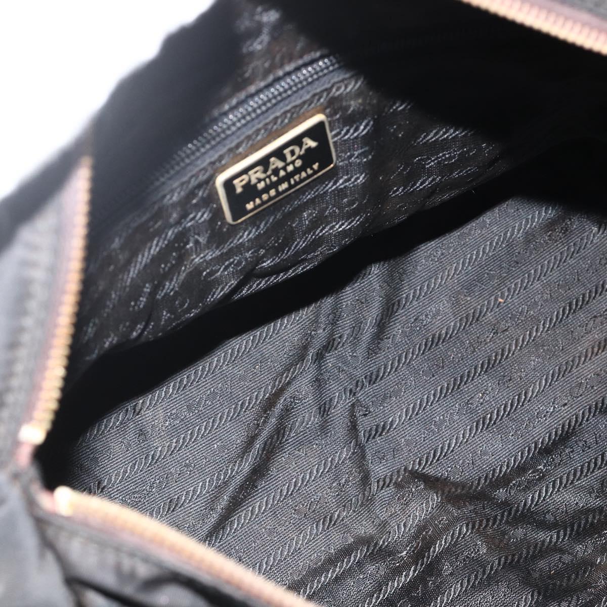 PRADA Chain Tote Bag Nylon Black Gold Auth bs34690