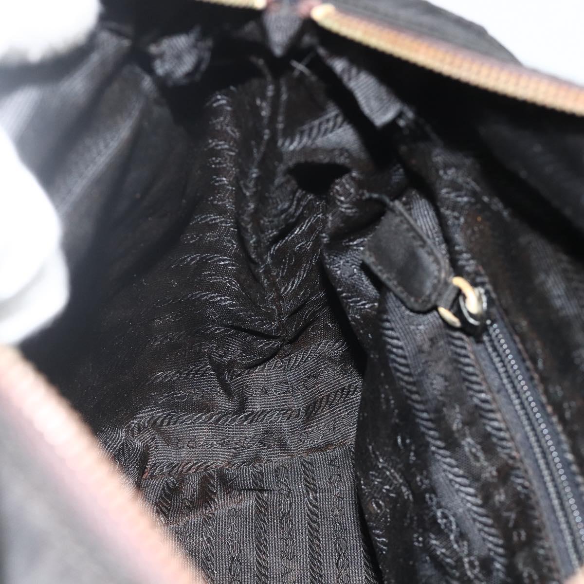 PRADA Chain Tote Bag Nylon Black Gold Auth bs34690