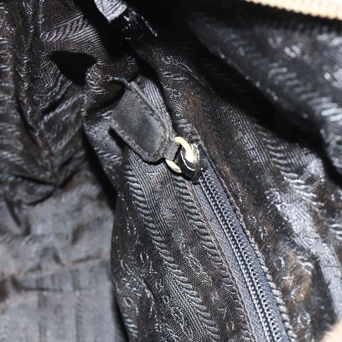 PRADA Chain Tote Bag Nylon Black Gold Auth bs34690