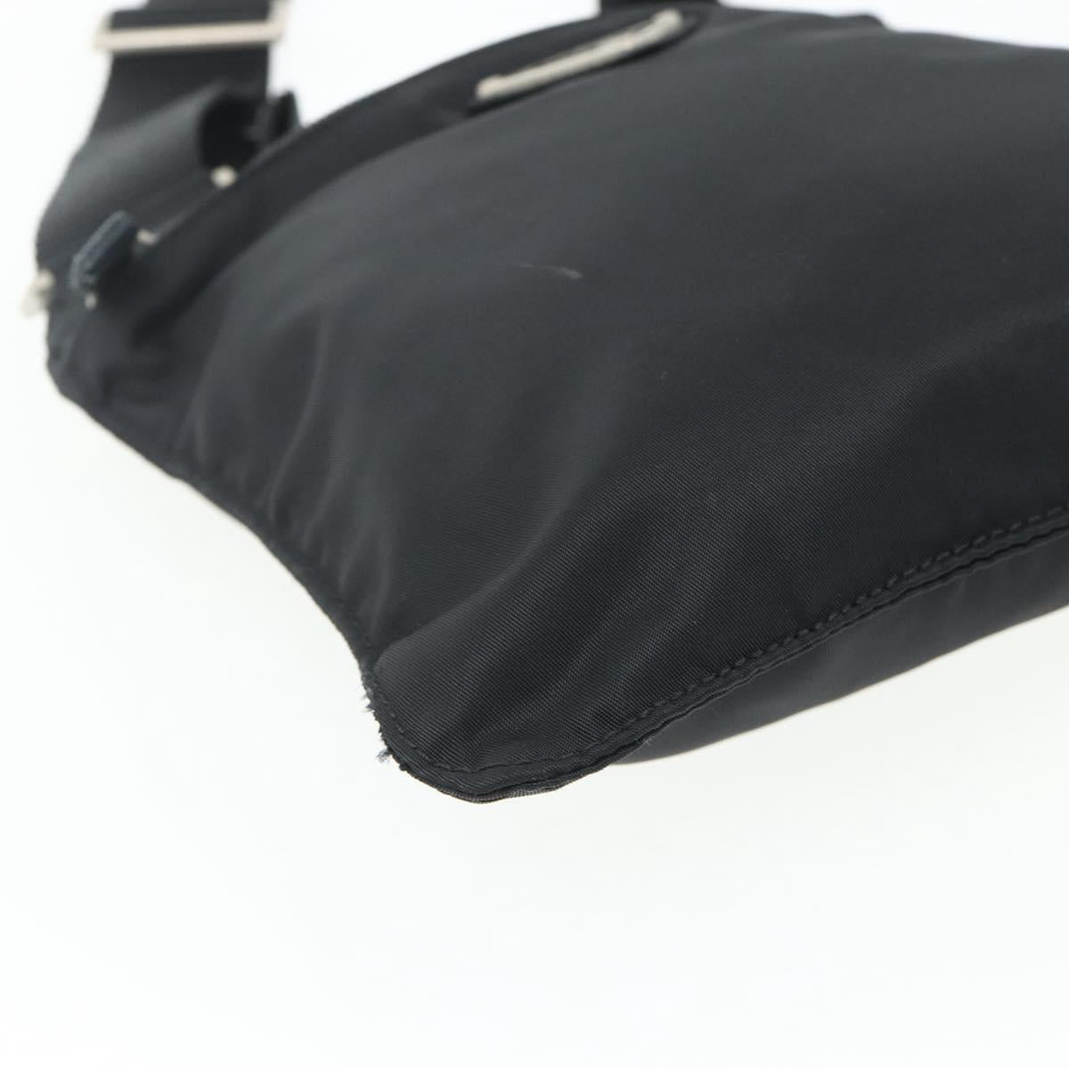 PRADA Shoulder Bag Nylon Black Silver Auth bs34694