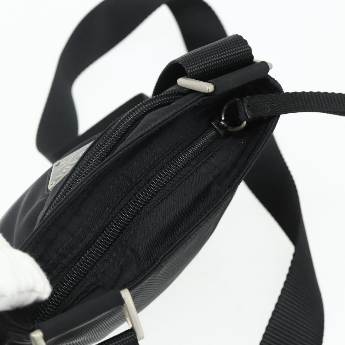 PRADA Shoulder Bag Nylon Black Silver Auth bs34694