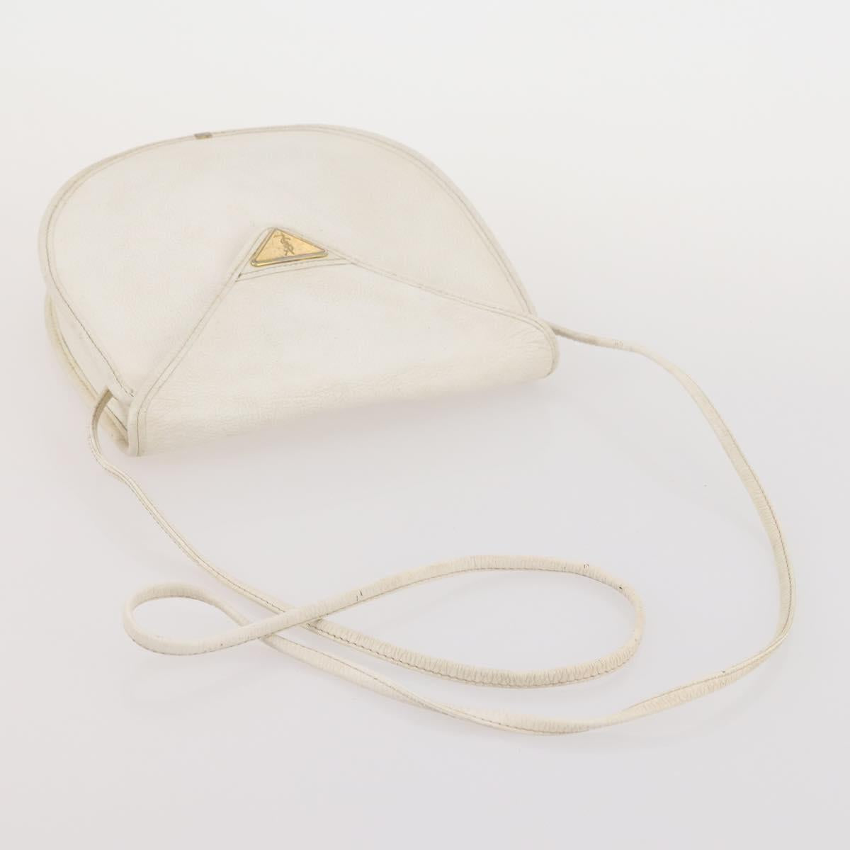 SAINT LAURENT Shoulder Bag Leather 2 Set Beige White Auth bs34695